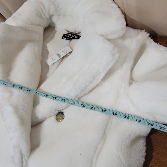 J Crew Faux-fur peacoat CF697 Size L NWT Winter White - Picture 7 of 8